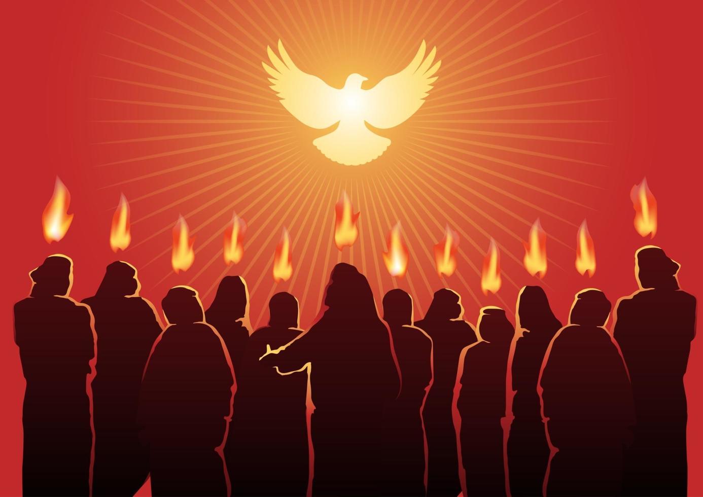 Fire of the Holy Spirit falling on Jesus' disciples